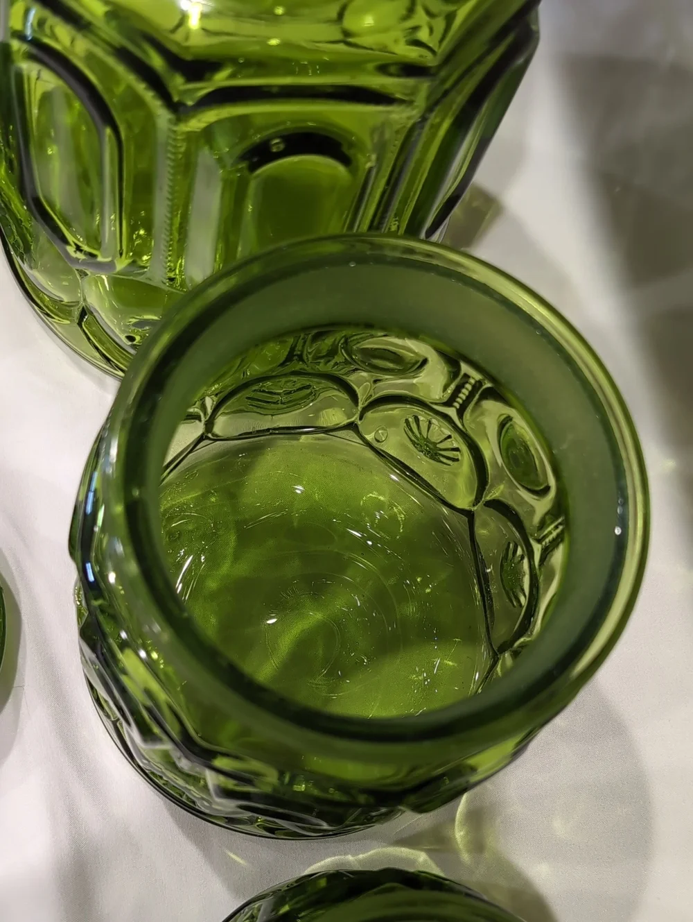 1950's LE Smith Emerald Green Glass Moon and Stars Canister Set - Three (3) Pcs.